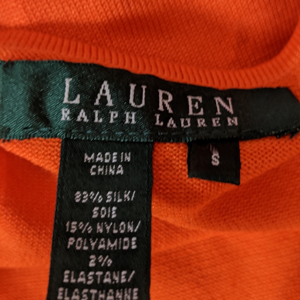 🆕Lauren Ralph Lauren Orange Cardigan Small - Picture 3 of 5